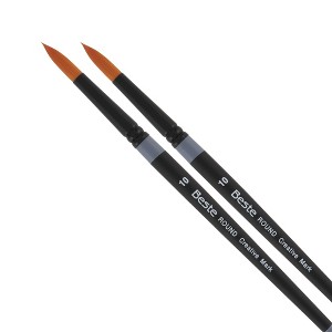 Creative Mark Beste Golden Taklon Round #10 - 2 Pack Artist Brush, Professional Watercolor Brushes, For Acrylic Painting, Short Handle, Sharp Edges, - 1 of 4