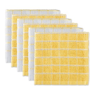 Design Imports  Windowpane Terry Dishcloth Set 6 Piece, 12X12", Yellow - 1 of 4