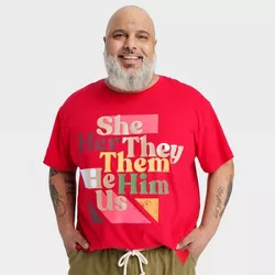 Pride Adult Pronouns Short Sleeve T-Shirt - Red