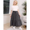 Girls Ruffled Maxi Skirts High Waisted Long Skirt with Belt Button Front Skirts with Pocket Grey 5-14Y - 3 of 4