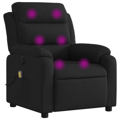 vidaXL Black Fabric Massage Recliner Chair - Manual Reclining Armchair with 6-Point Vibration for Living Room, Comfortable Seating with Side Pocket