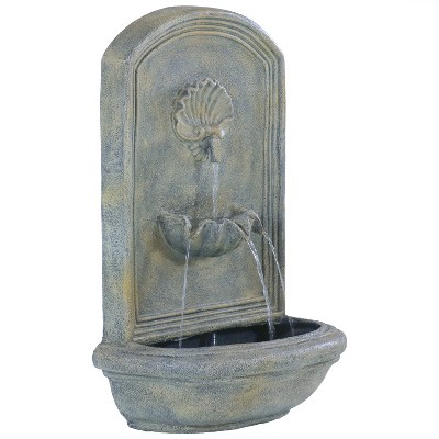 Sunnydaze 27"H Electric Polystone Seaside Outdoor Wall-Mount Water Fountain