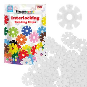 PICASSO-TILES Rainbow Interlocking Plastic Building Chip Blocks, 108PCS Construction STEM Educational Toy for Kids, White - 1 of 4