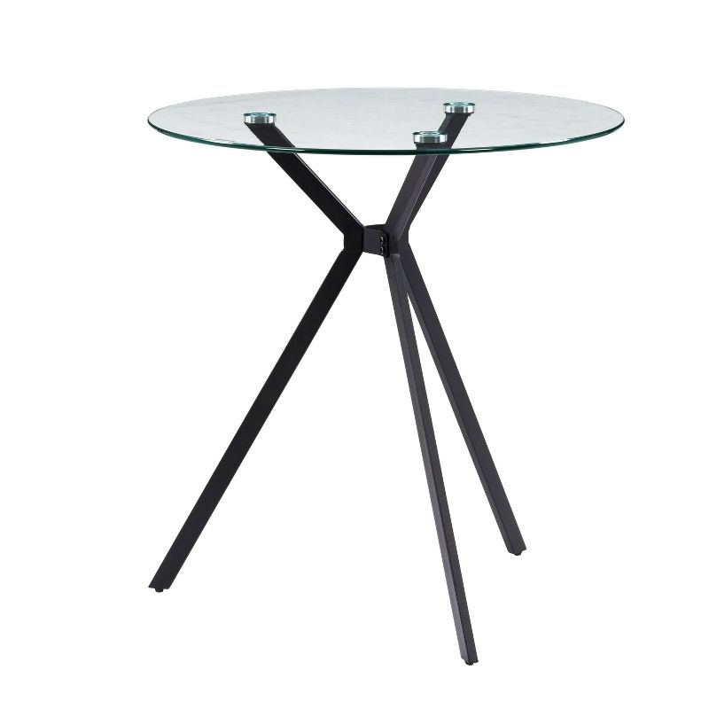 Lennox Glass Top Trestle Bistro Dining Table Black - CorLiving, 3 of 7