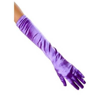 purple evening gloves