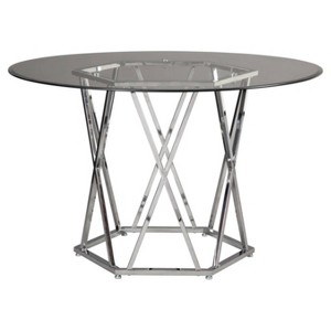 Madanere Round Dining Room Table Chrome - Signature Design by Ashley, Silver