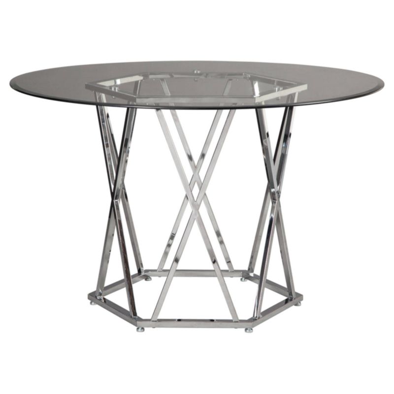 Madanere Round Dining Room Table Chrome - Signature Design by Ashley, 1 of 4