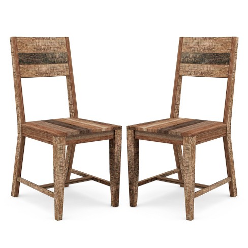 2pk Hoverton Open Back Mango Wood Dining Chairs Warm Natural Tone