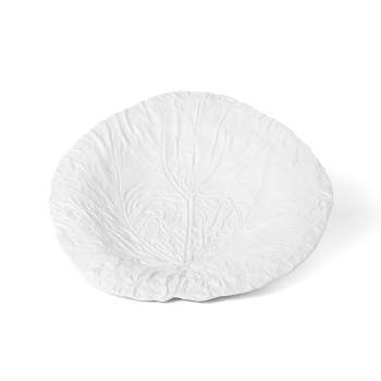 Park Hill Collection White Cabbage Leaf Ceramic Serving Platter, 20" Dia.