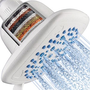Cobbe Filtered 7 Modes High Pressure Shower Heads, 16 Stage Shower Head Filter for Hard Water for Remove Chlorine, Ivory White, 6 Inch Square - 1 of 4