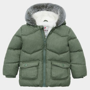 Rokka&Rolla Infant Toddler Boys' Puffer Coat Baby Hooded Winter Jacket - 1 of 4