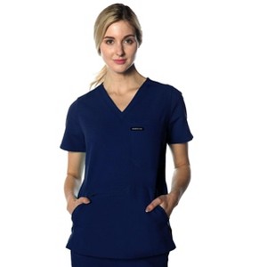Members Only Women's Scrub Top With Double Chest And Pouch Pocket - 1 of 4