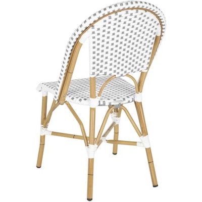 Transitional Brown and White PE Wicker Bistro Side Chair, Set of 2