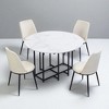 Space-Saving 5-Piece Round Extendable Dining Table Set with Faux Marble Top, Drop Leaves, 4 Upholstered Chairs, Modern Small Kitchen Furniture - 2 of 4