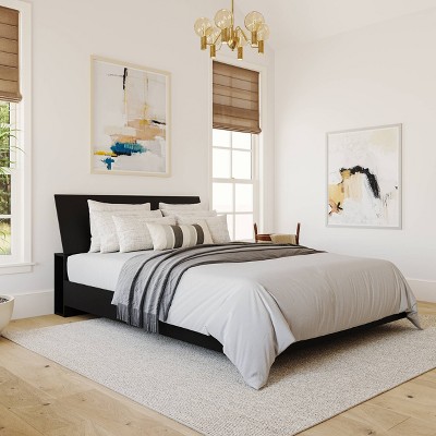 Black Queen Upholstered Wood Headboard with Storage