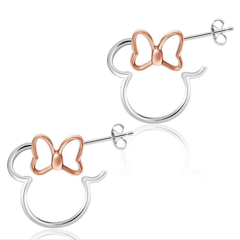 Disney Womens Minnie Mouse Sterling Silver Outline Hoop Earrings, 3 of 6