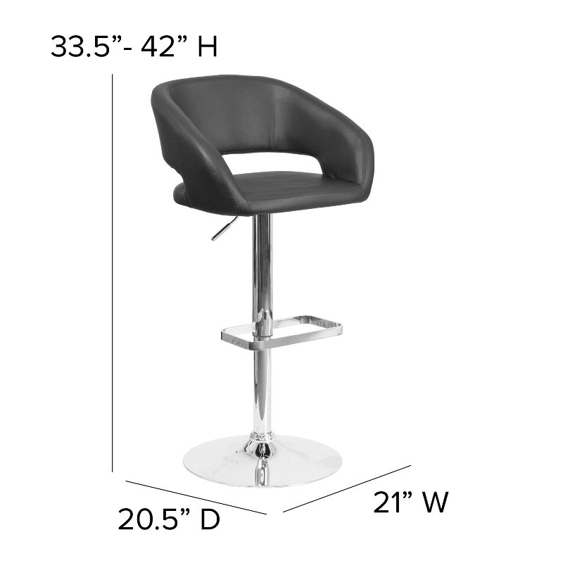 Flash Furniture Contemporary Vinyl Adjustable Height Barstool with Rounded Mid-Back, 5 of 12