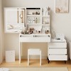 45.3" Long Large Vanity Desk with Mirror and Lights for Makeup and Chair, Vanity Mirror with Lights and Table Set White - 2 of 4