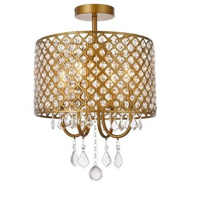 Elegant Lighting Elise 14 inch flush mount in brass