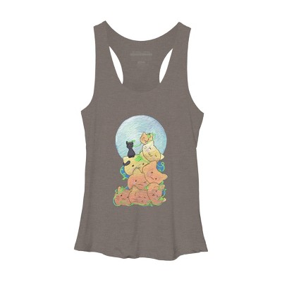 Women's Design By Humans Cat Pumpkin Pile By AwkwardDragon Racerback Tank Top
