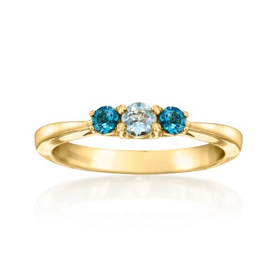 Ross-Simons 0.50 ct. t.w. Sky and London Blue Topaz Ring in 14kt Yellow Gold Size 7