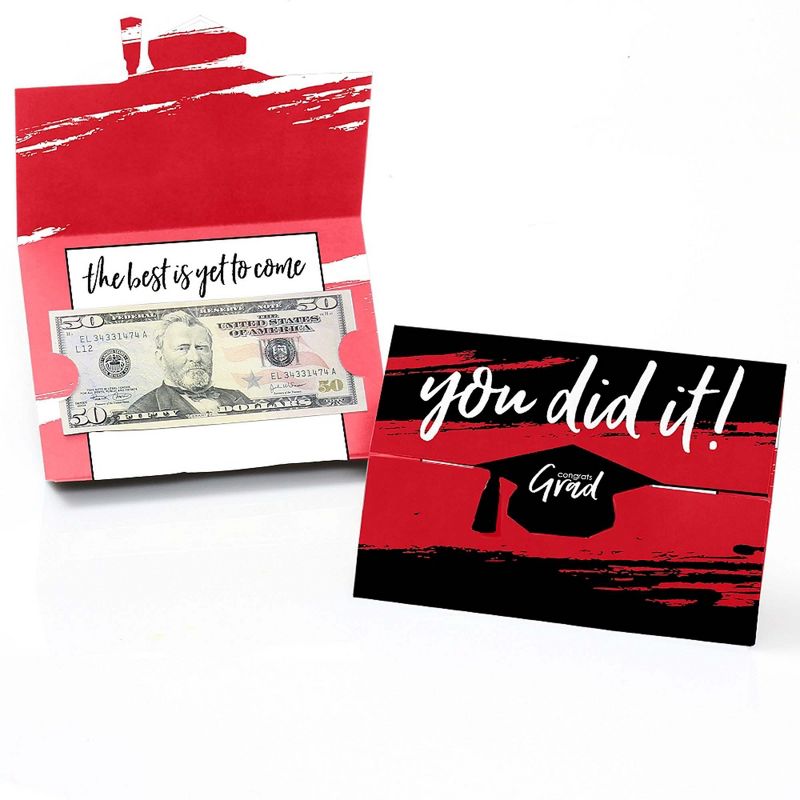 Big Dot of Happiness Red Grad - Best is Yet to Come - Red Graduation Party Money and Gift Card Holders - Set of 8, 1 of 5