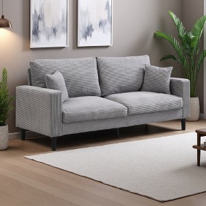 74" Upholstered Wooden 3-Seater Sofa with High-Resilience Cushions - 1 of 4