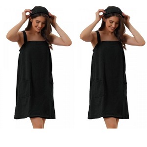 INSPIRE CHIC Women's 2 Pcs Sleeveless Towel Wrap Robe with Strap for Shower - 1 of 4