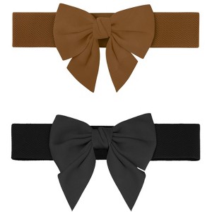 INSPIRE CHIC Women's Decoration Elastic Wide Stretch Bowknot Versatile Fashion Dress Waistband 2 Pcs - 1 of 4
