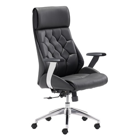 Black tufted best sale office chair