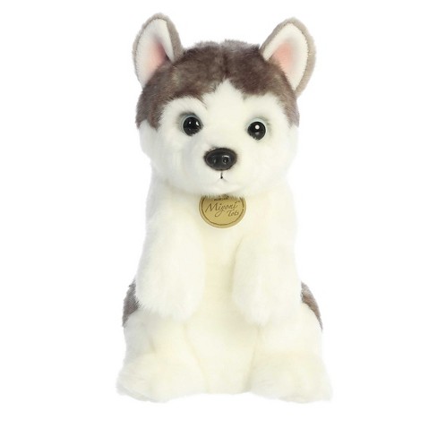 Aurora Medium Sitting Pretty Husky Pup Miyoni Adorable Stuffed Animal White 10