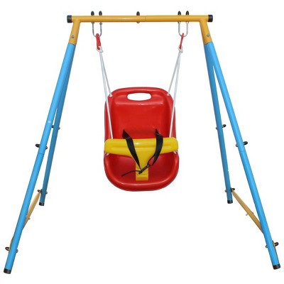 INFURNIC Baby Activity Gyms Indoor Outdoor Metal Swing Set with Safety Belt for Infants, Multicolor, 48.03"*39.76"*44.09"
