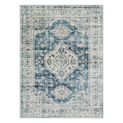 Lahome Persian Medallion Short Pile Velvet Rectangular Indoor Area Rug