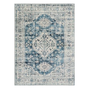 Lahome Persian Medallion Short Pile Velvet Rectangular Indoor Area Rug - 1 of 4