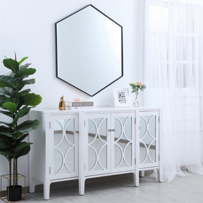 Contemporary Black Metal Frame Hexagon Mirror 41"