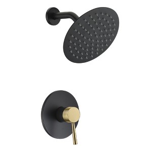 SUMERAIN Single-Function Shower Faucet Set Black and Gold, with Rough-in Valve Shower Trim Kit - 1 of 4