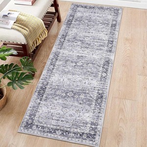 Washable Vintage Oriental Rug, Non-Slip and Stain Resistant Rug, Vintage Floral Embossed Low Pile Rug for Living Room, Dining Room, Bedroom - 1 of 4