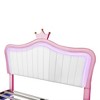 Upholstered Bed Frame with LED Lights,Modern Upholstered Princess Bed With Crown Headboard - 4 of 4