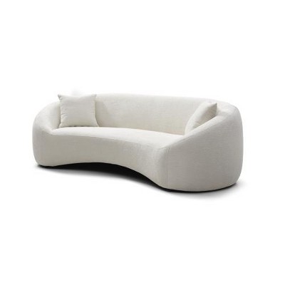 SYFERLORY 93.31" Minimalist Curved Sofa, 3 Seater, Chenille Velvet Fabric Upholstered Sofa, White