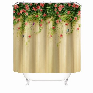 Retro Flower Wall Shower Curtains for Bathroom Waterproof Fabric Bath Curtain Durable Soft Stylish Bathroom Decor 72x72 Inch - 1 of 1