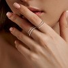 Silver Plated Thin Stackable Rings Minimalist Non Tarnish Half Cubic Zirconia Band Rings - 3 of 4