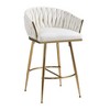 CAVINAS Set of 2 Velvet Bar Stool with Hand-Wave Back,26'' Counter Stools with Golden Chrome Base & Footrest for Home Pub & Kitchen Island - 4 of 4
