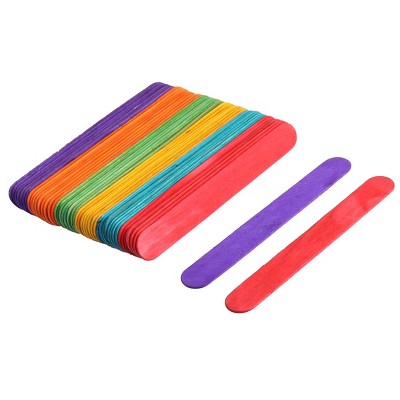 Unique Bargains Home Wooden DIY Ice Cream Sticks Bars 5.9'' Length Multicolor 50 Pcs