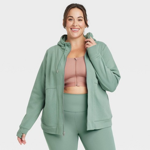 Women's Full Zip Fleece Hoodie - All In Motion™ Green S : Target