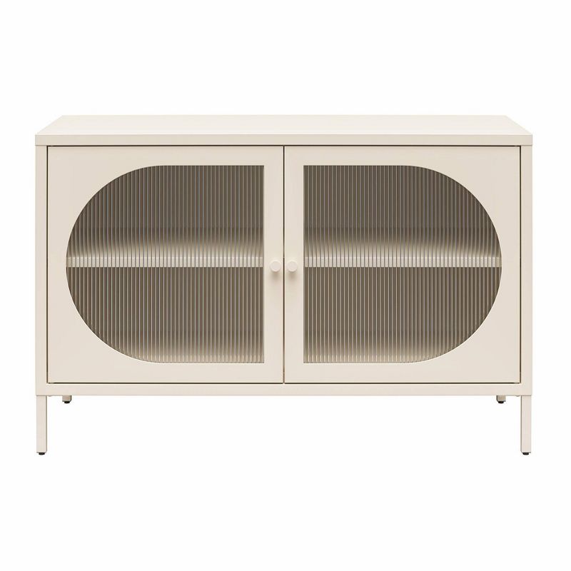 Luna Wide 2 Door Accent Cabinet with Fluted Glass - Mr. Kate, 1 of 9