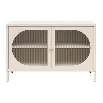 Luna Wide 2 Door Accent Cabinet with Fluted Glass - Mr. Kate