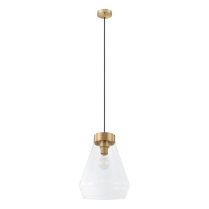 1-Light Montey Globe Pendant with Shade Brushed Gold - EGLO: ETL Listed, Adjustable Height, Steel Body - 1 of 3