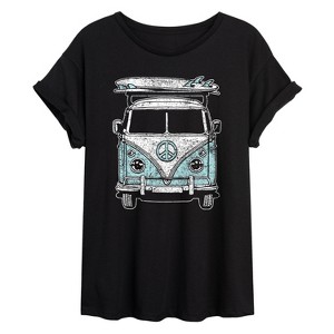 Women's - Instant Message - Van Surfboard White Oversized Graphic T-Shirt - 1 of 4