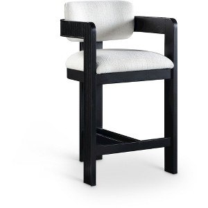 Meridian Furniture,Sacha Linen Textured Fabric Stool - 1 of 4
