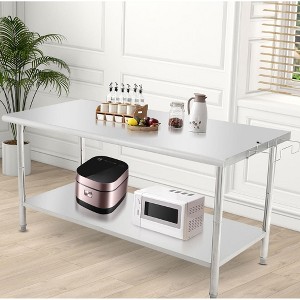 Stainless Steel Food Prep Table,Kitchen Work Table with Adjustable Under Shelf,Utility Table with Hooks for Restaurant,Garage,Hotel and Home - 1 of 4